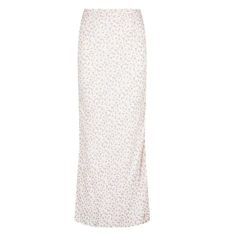 Charlie Holiday Floral Maxi Skirt White Pink Yellow Ditsy Print Size 4 USA S